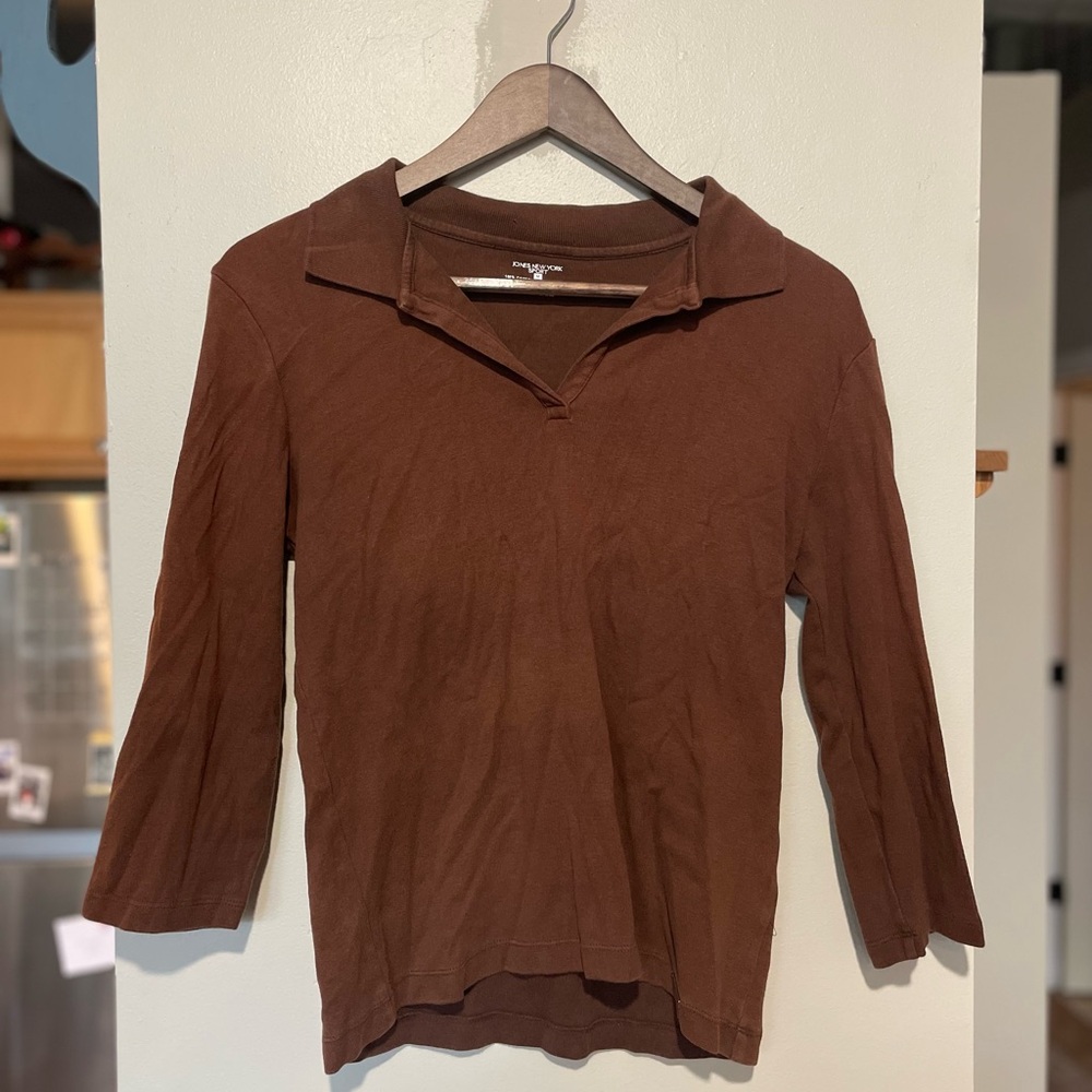 Brown Cotton Collared Shirt